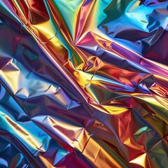 Colorful, Shiny, Crinkled Foil Paper with Vivid Hues