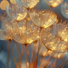 Illuminated Dandelions Glowing in the Darkness