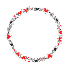 Hand drawn hearts border and frame design