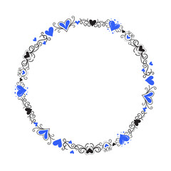 Hand drawn hearts border and frame design