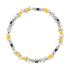 Hand drawn hearts border and frame design