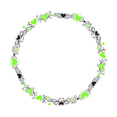 Hand drawn hearts border and frame design