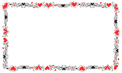Hand drawn hearts border and frame design