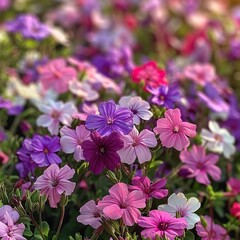 Fototapeta premium Vivid Floral Border: A Close-up View of a Lush Garden of Colorful Flowers in Full Bloom