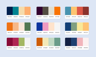 Pantone colour palette catalog samples. Color swatch. Set of abstract color palette banner