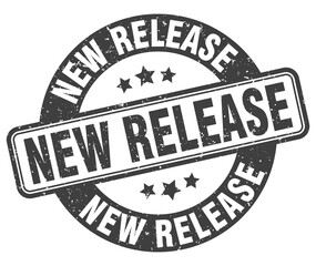 new release stamp. new release label. round grunge sign