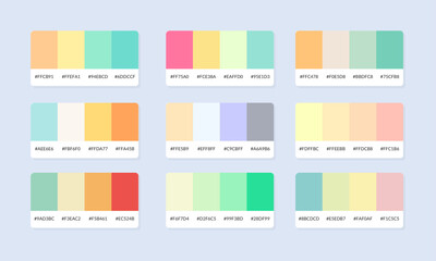 Pantone colour palette catalog samples. Color swatch. Set of abstract color palette banner