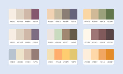 Pantone colour palette catalog samples. Color swatch. Set of abstract color palette banner