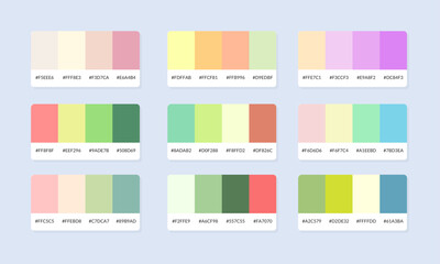 Pantone colour palette catalog samples. Color swatch. Set of abstract color palette banner