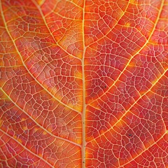 Obraz premium Vibrant Autumn Leaf Close-up with Vein Pattern Details