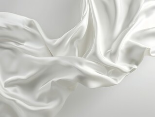 Fototapeta premium Floating elegant white fabric on a white background