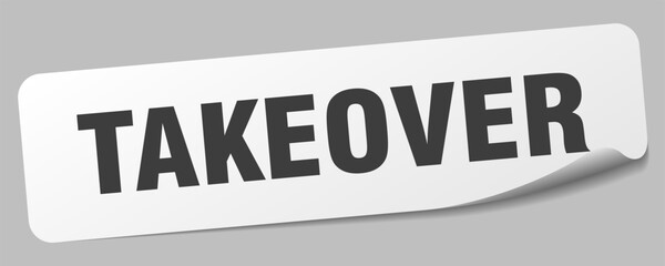 takeover sticker. takeover label