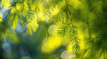 Blurred foliage of dawn redwood