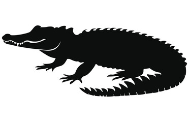 Crocodile and alligator silhouette, Alligator straight tail silhouette
