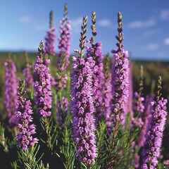 Naklejka premium Vibrant Purple Flowers in a Natural Landscape