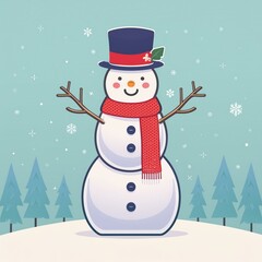 Fototapeta premium 雪だるまのイラスト