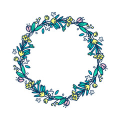 Hand drawn floral wreath, floral frames