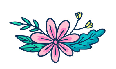 Hand drawn spring flowers, beautiful spring flowers