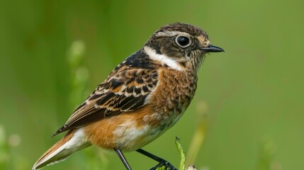 Stejneger s Stonechat against a green backdrop