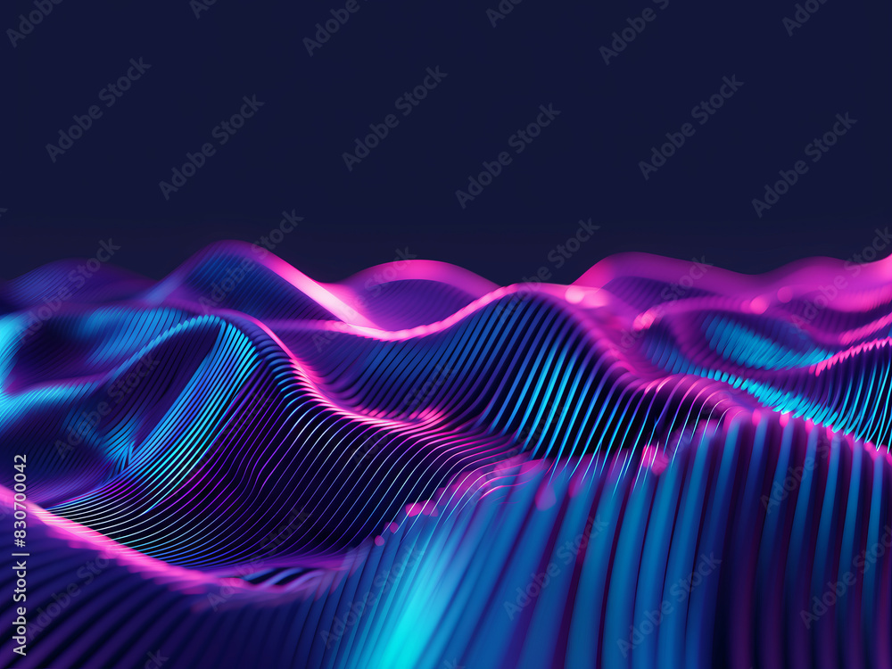 Aufkleber purple and blue glossy wallpaper with abstract shapes. glowing wavy texture. background with curvy o