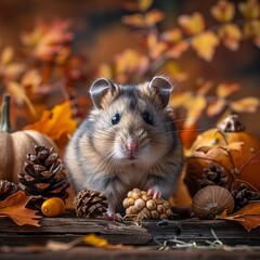 Autumnal Mouse: A Cute Moment in the Fall Forest