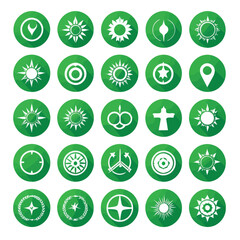 a collection of green and white icons on a white background