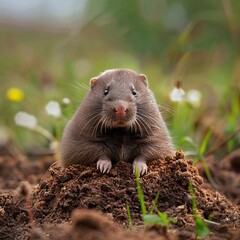 Groundhog in the Field: A Close-up View of a Small Rodent