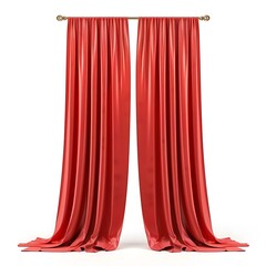 3D image of a red curtain isolated on a white background