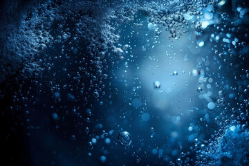 Obraz premium Abstract blue water and wine bubbles background with copy space for design and advertising purposes