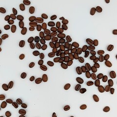 Roasted coffee beans isolated on white background