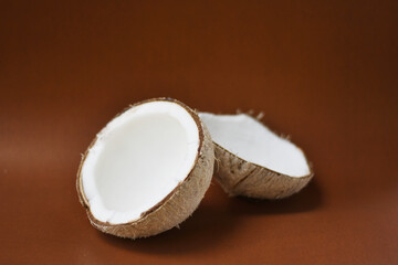 coconut on a brown background