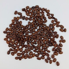 Roasted coffee beans isolated on white background