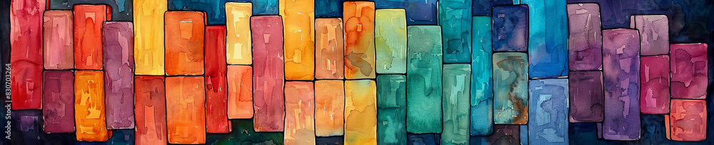 Poster vibrant abstract geometric pattern with colorful rectangles in a modern design