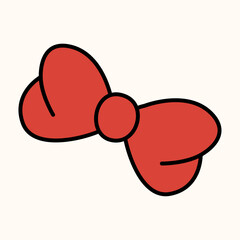 Hand drawn red bow clipart Tied ribbon holiday decoration isolated