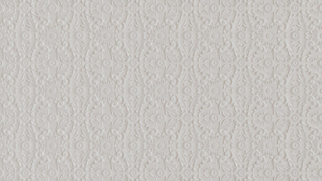 White Rococo Pattern Background.