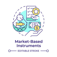 Market-based instruments multi color concept icon. Business profit, commerce. Round shape line illustration. Abstract idea. Graphic design. Easy to use in infographic, presentation
