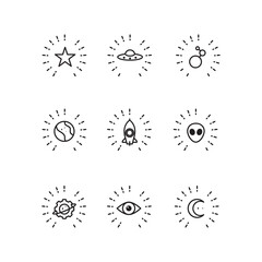 atmosphere line minimal icons set design vector
