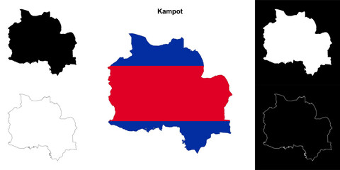 Fototapeta premium Kampot province outline map set