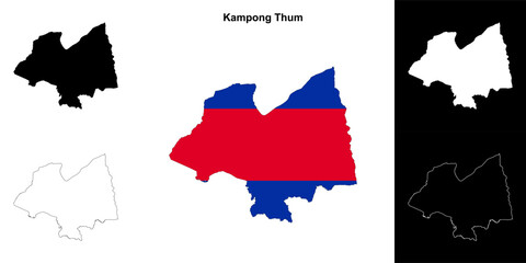 Kampong Thum province outline map set