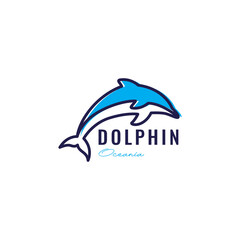 dolphin jumping line colored logo design vector designs