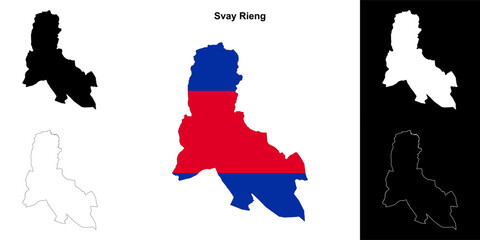 Svay Rieng province outline map set