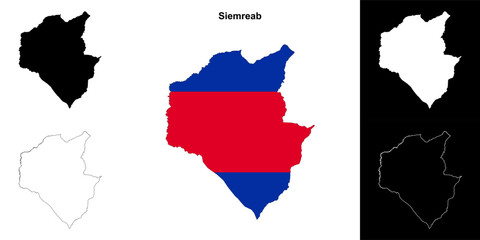 Siemreab province outline map set