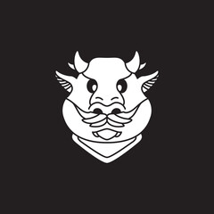 head dragon cartoon old logo design vector
