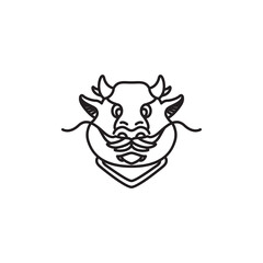 head dragon cartoon old line logo design vector