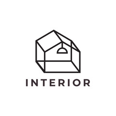 interior lighting line minimal logo design vector