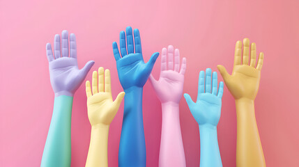Fototapeta premium Cartoon 3d hands giving high five diversity include, generative AI 