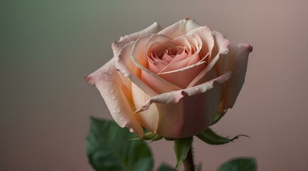 Close-up of Dewy Pink Rose in Bloom