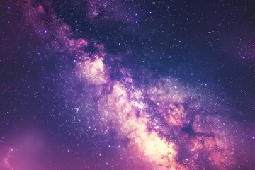 Obraz premium Beautiful night sky with stars and purple galaxy background.