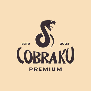 snake cobra vintage flat simple logo design vector