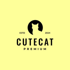 night cat cat shadow modern logo design vector